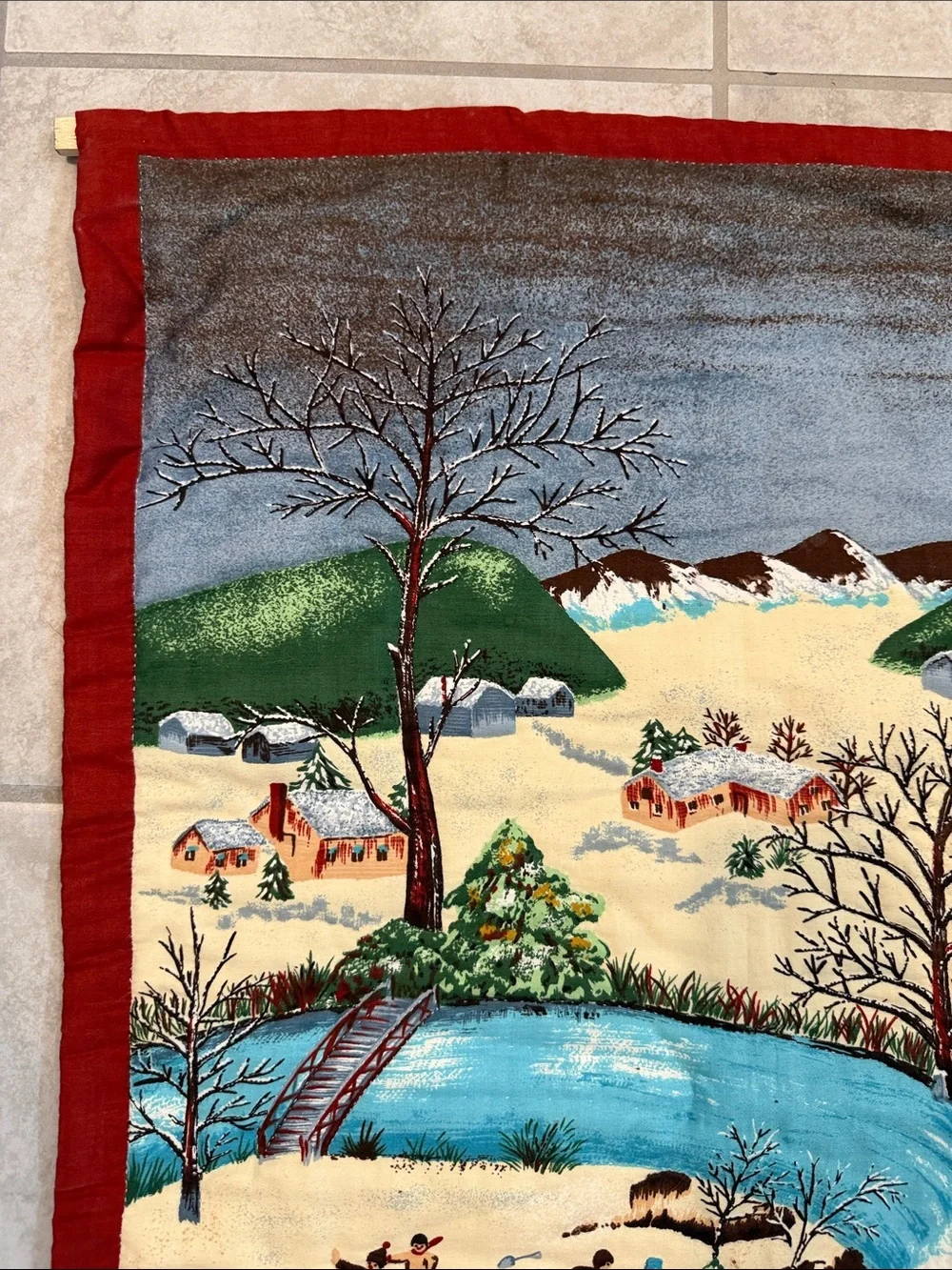Vintage Winter Village Wall Hanging